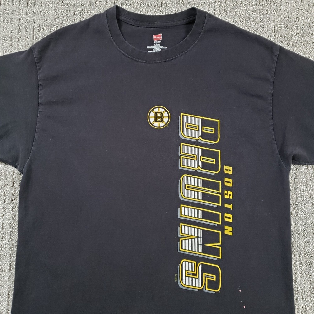 Hanes Boston Bruins Shirt Mens Large Black NHL Hockey Graphic Tee Cotton